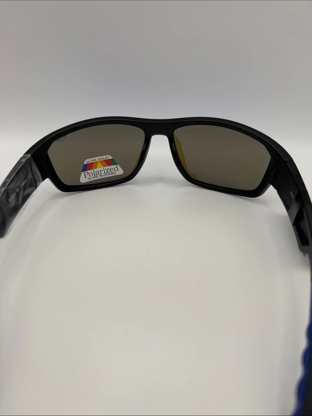 Sport Wrap Sunglasses with Blue Mirror Lenses